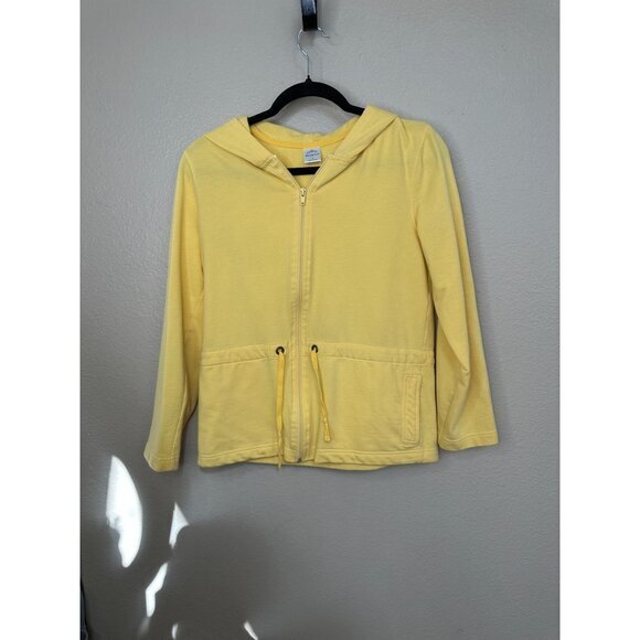 Passports Womens Yellow Sweatshirt Small Zip‎ up hooded drawstring Cotton - Picture 1 of 6